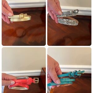 J Crew and Other Stylish Belts in Gold, Silver, Coral, Teal sz M 38-40 inches